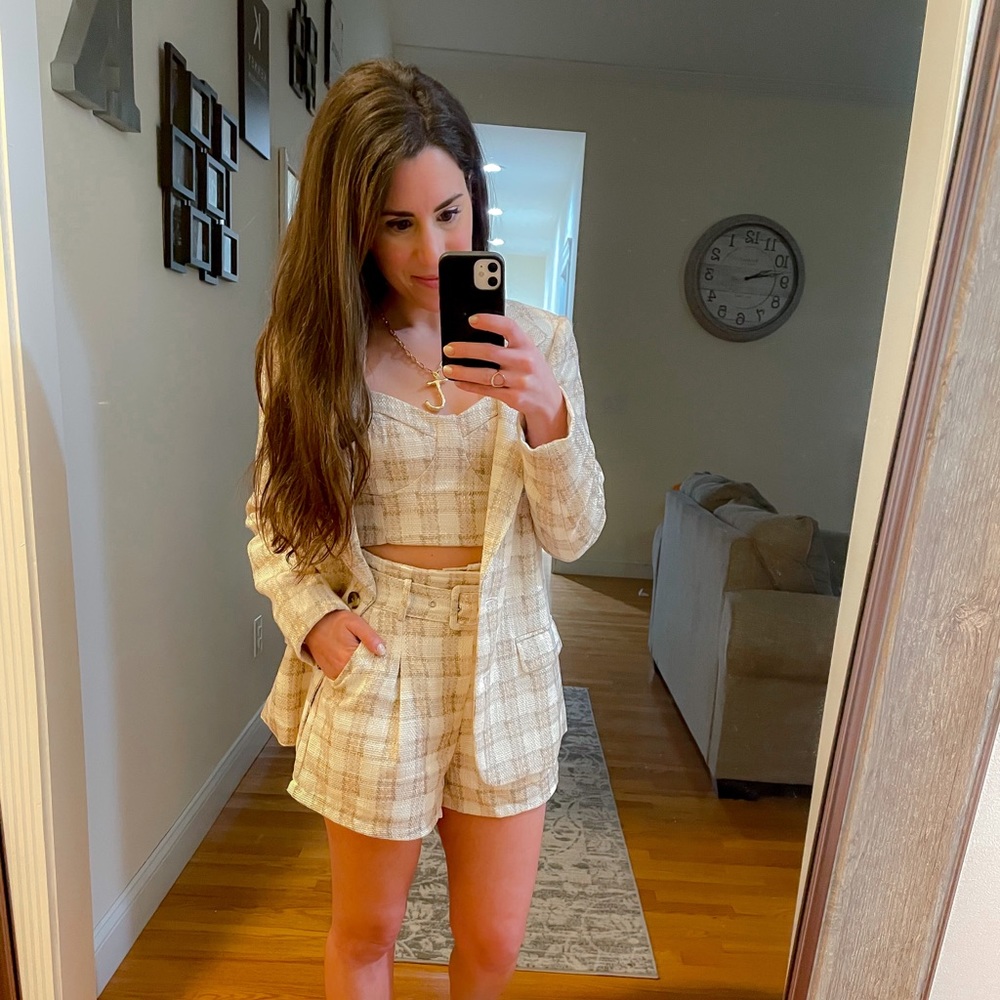 NWOT Tweed Plaid Matching Set with Blazer
